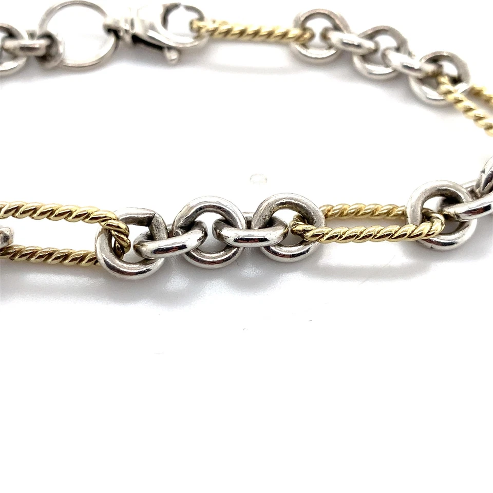 David Yurman Sterling Silver& 18KYellow Gold Madison Cabled Pillow Link Bracelet - Image 2 of 4