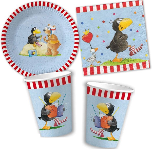 Party-Set Rabe Socke: Teller + Becher + Servietten + Deko | Kinder Geburtstag-image