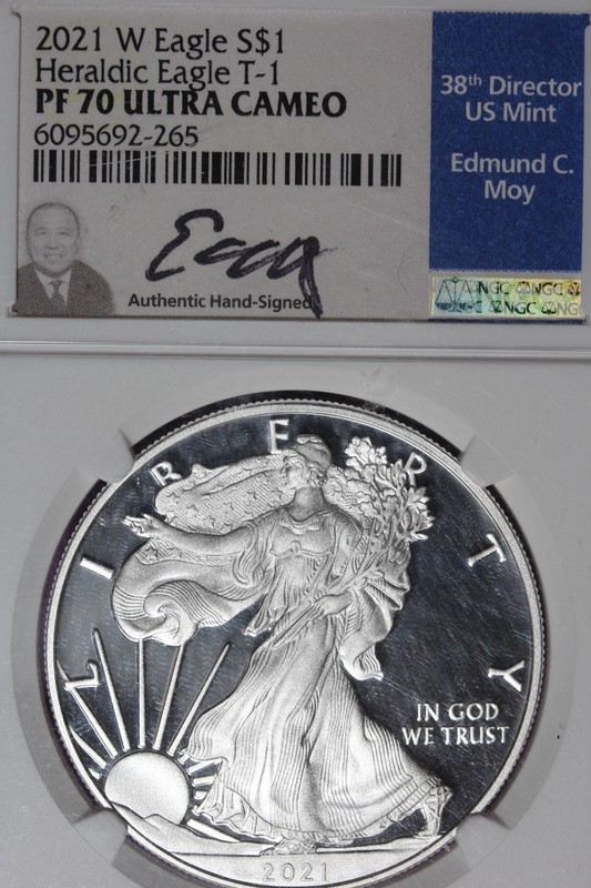 2021 W NGC PF70 ULTRA CAMEO HERALDIC T-1 AMERICAN SILVER EAGLE #51851
