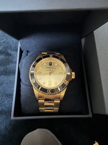 A BATHING APE BAPEX Automatic Gold Watch Men's Analog Box Running