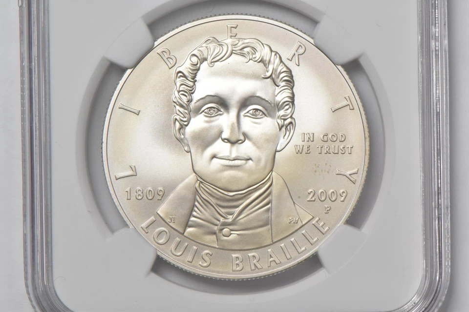 MS70 2009 P Louis Braille Commemorative $1 NGC Brown Label *2878 - Image 3 of 4