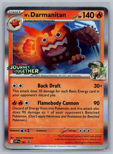 N's Darmanitan (Prerelease) 181 Holo Scarlet & Violet Promo NM