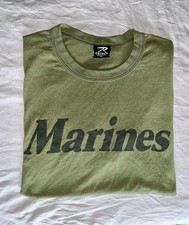 Vtg 90s Rothco Mens XL T-Shirt USA Made USMC Marines Army Green Military Surplus