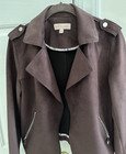 Philosophy Anthropologie Chocolate Brown Suede Moto Short Jacket Zip Pockets