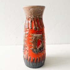 Scheurich Keramik Vase in Red Fat Lava Glaze-1970s West German Pottery - Damaged
