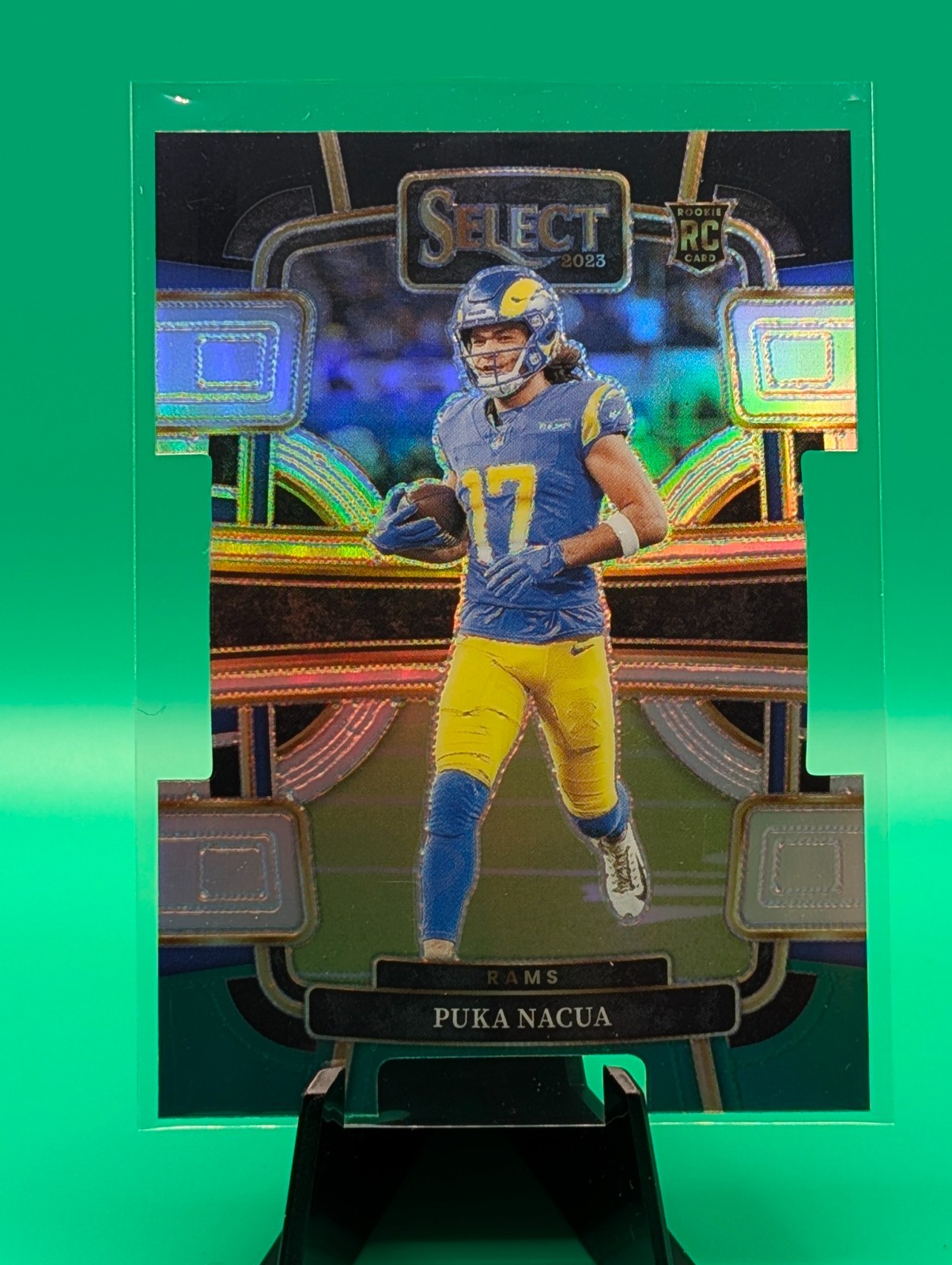 2023 Panini Select Puka Nacua #56 RC Black & Green Prizm Die-Cut LA Rams