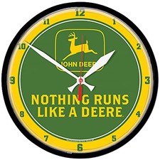 John Deere Clock Round Nothing Runs Like A Deere Logo