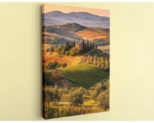 Tuscany Canvas Print Handcrafted Landscape Art Italian Vineyard Wall Decor