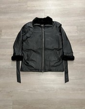 Wilsons Leather Black Fur Lined Heavy Full Zip Bomber Jacket Women’s Size Large