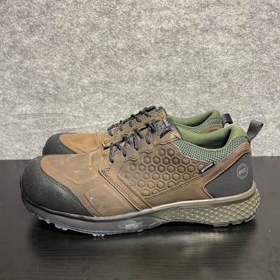 Timberland PRO Reaxion Work Shoe Mens 14 WIDE Brown Green Hiker EH Composite Toe
