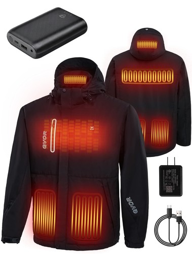 GVOR Heated Jackets for Men with 12V Battery, Detachable Hood and Battery Pac...