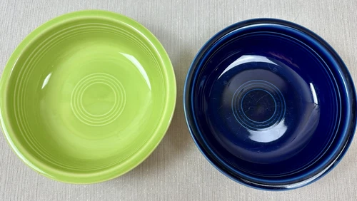 Fiestaware Set Of 2 Homer Laughlin 7" Soup Cereal Bowls Green & Blue