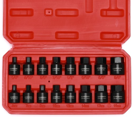 16-Piece Impact Hex Driver Set - Low Profile Cr-Mo Socket Set, SAE & Metric - Picture 4 of 9