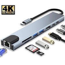 8 in 1 USB-C Hub Type C To USB 3.0 4K HDMI PD Adapter For iPhone Macbook Pro/Air