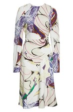 AUTH Stella McCartney Ahab Abstract Print Long Sleeve Midi Dress Size 2 US/36 EU