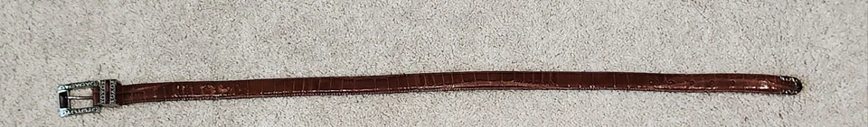 Cinturón Brighton 1996 vintage cuero plata ornamentado hebilla marrón talla M 39307 Foto 3 de 4