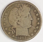 VG 1913 D  Barber Half Dollar