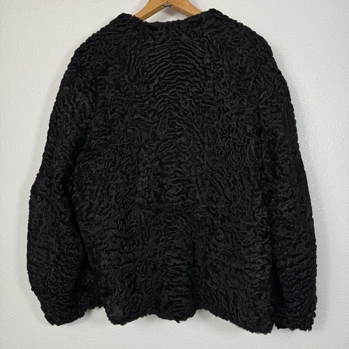 Vintage 1960s Black Persian Curly Lamb Mutton Fur Winter Ladies Coat Jacket - Picture 4 of 10