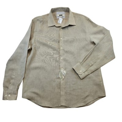 Joseph Abboud Linen Blend Shirt XL Beige Tan Long Sleeve Dress NWT Menswearhouse