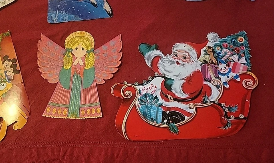 Lote De 7 Decoraciones Troqueladas De Cartón Vacacional De Colección Moda Alegre Navidad Foto 3 de 4