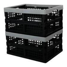 16 L Plastic Folding Storage Crates Collapsable Plastic Crate 2 Packs