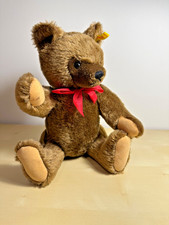 VTG 1980s Teddy Bear Steiff Chocolate Mohair Jointed 0206/36 Brass Button Tag
