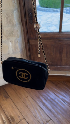 CHANEL Beaute Cosmetic Makeup Bag Pouch Clutch Sparkling Black