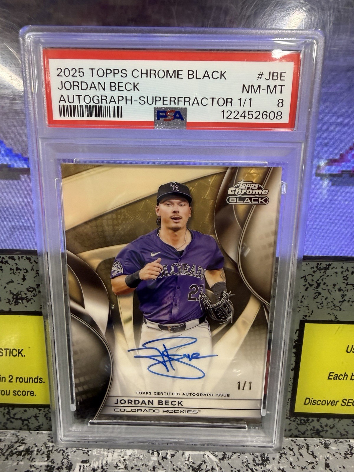 2025 Topps Chrome Black Jordan Beck Superfractor Autograph Auto 1/1 PSA 8 NM-MT view 4