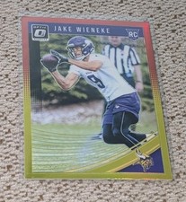2018 JAKE WIENEKE DONRUSS OPTIC RED YELLOW PRIZM RC #138 (VIKINGS)