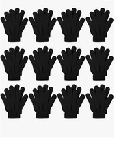 12 Pairs Winter Knitted Stretchy Gloves For Teens and Women-Black