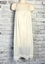 Vtg Satin Nightgown Lingerie Midi Slip Dress 38 M White Y2K 90s Bridal Coquette
