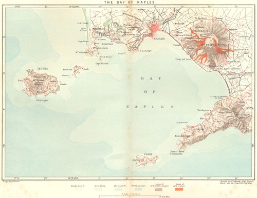 ITALY. Bay of Naples c1885 old antique vintage map plan chart