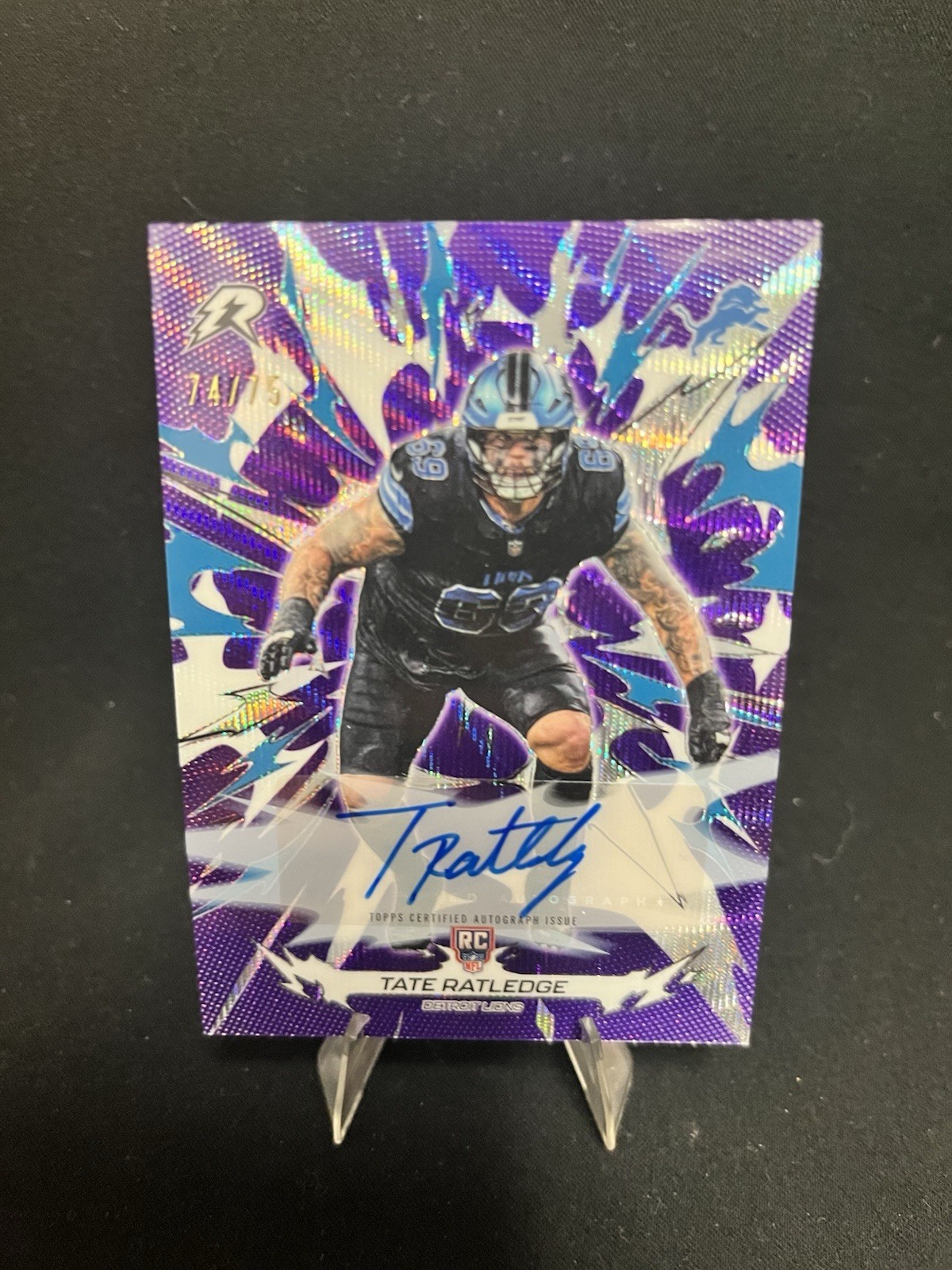 2025 Topps Resurgence Tate Ratledge RC Auto Purple Power Surge #/75 (RC) Lions 