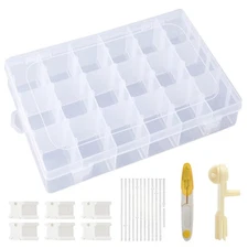 Embroidery Floss Organizer Cross Stitch Thread Storage Box Tools with 120 Pie...