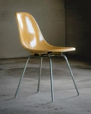 Vintage Herman Miller Eames Ochre Light Side Shell Chair 
