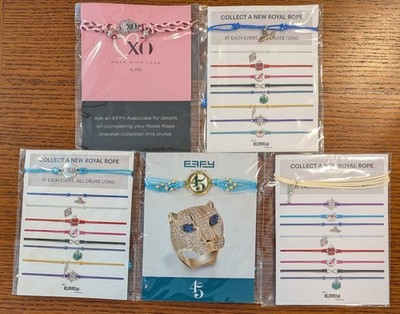 Five EFFY Rope Bracelets - Cruise Ship, XO, EFFY, 45th Anniversary & Champagne!