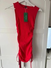 Shein red Ribbed Mini dress Size XS summer holiday rave Festival vibes