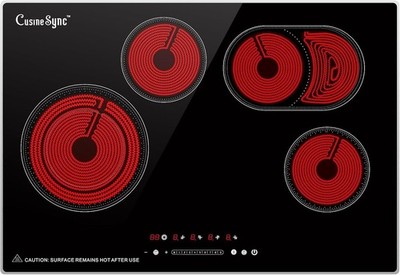 NEW! 30  Built-In Electric Ceramic Cooktop, 7,400W 4 Burners, Easy Touch Control