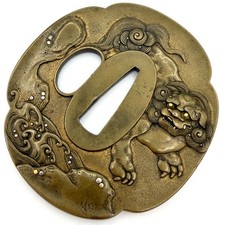黄铜古董日本刀镡| eBay