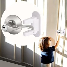 2 Pack Childproof Door Lever Locks, Durable ABS Material for Babyproofing