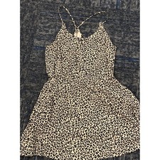 Guess Spice Women XL Leopard Print Mini Dress Crossback Strappy Elastic Waist