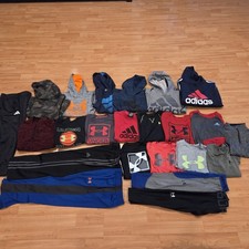 NIKE UNDER ARMOUR ADIDAS Boy's 8 10 Small 23 Pc Lot Hoodies Shirts Sweat Pants