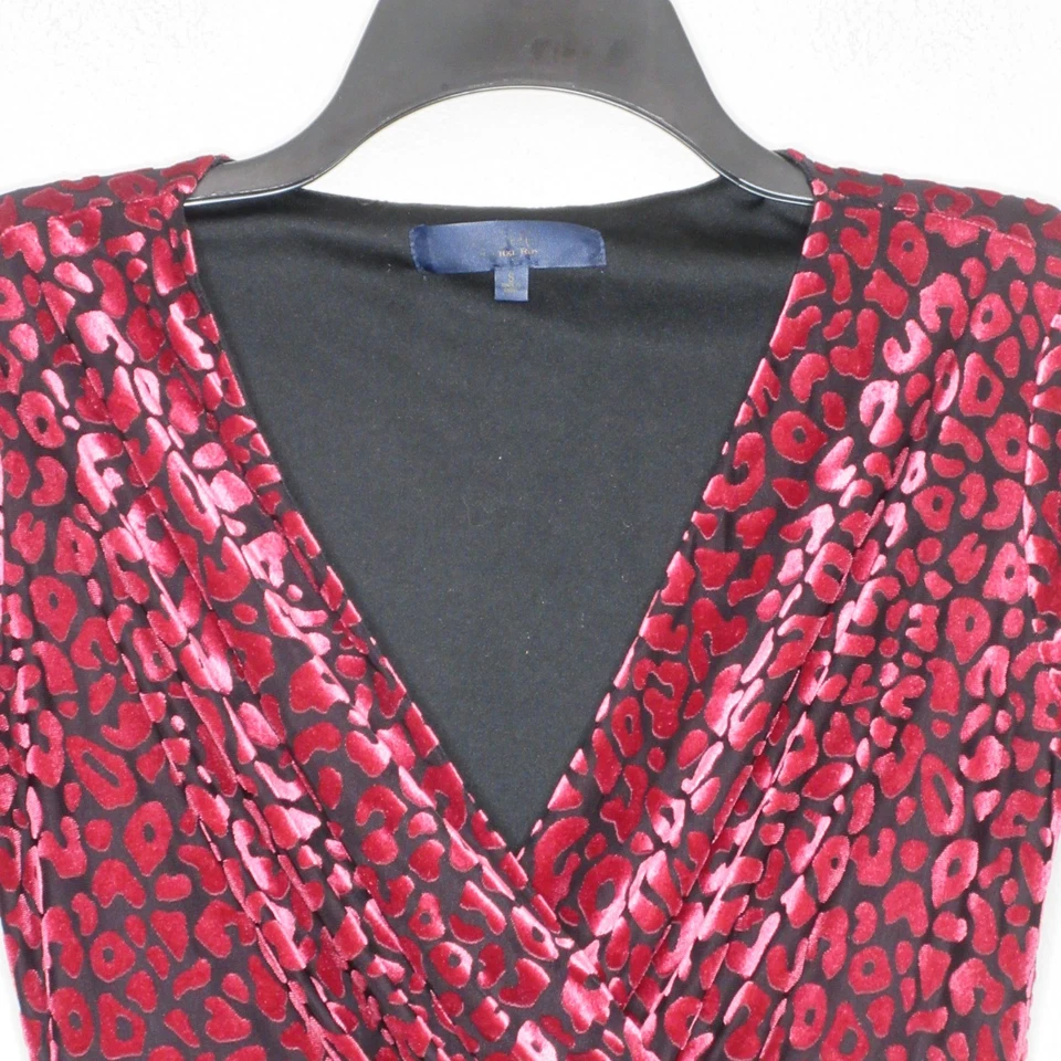 Rachel Rachel Roy Women's Velvet Animal Print V Neck Long Sleeve Dress Pink S B6 - Image 2 of 4