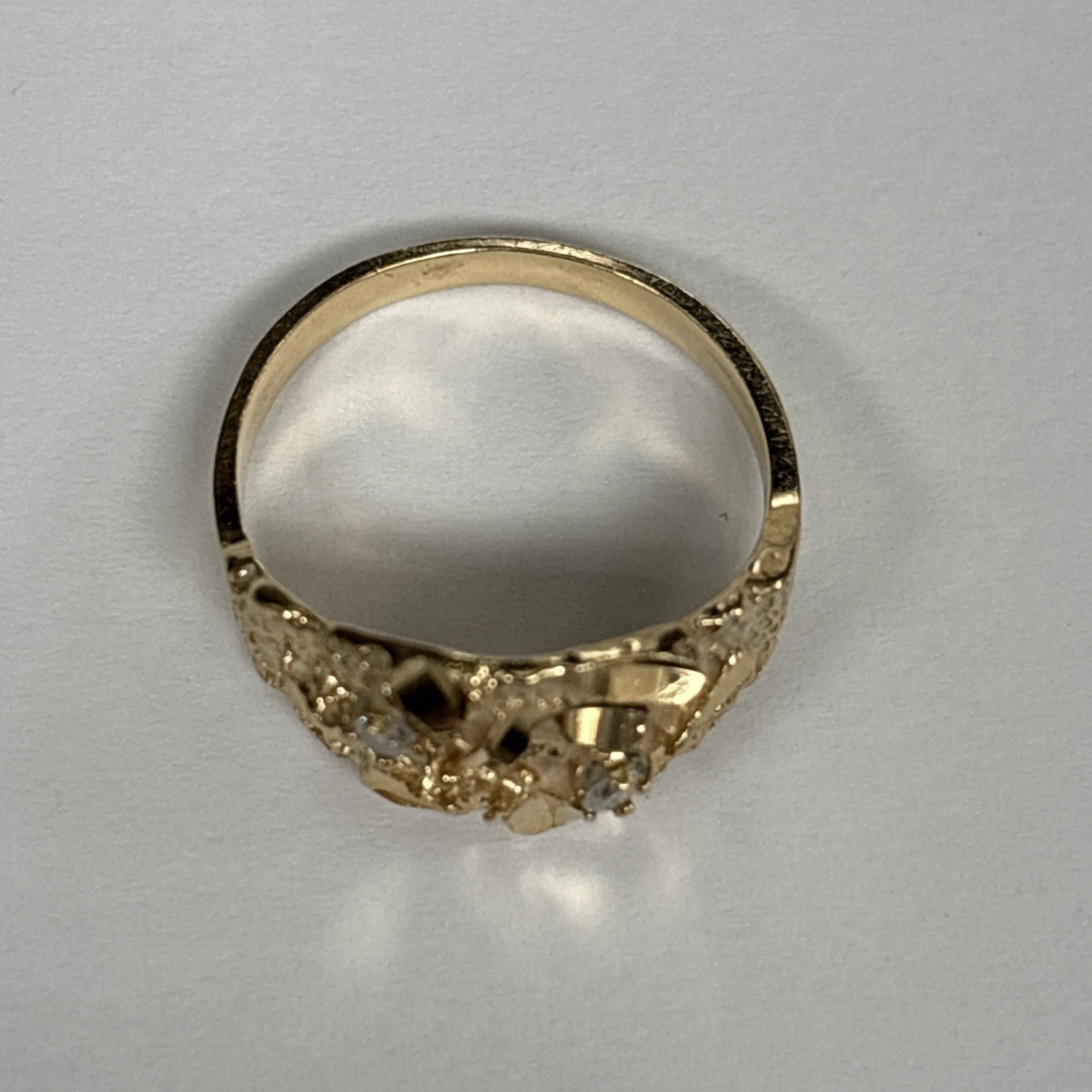 14k Solid Gold Diamond Nugget Ring - image 2