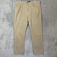 Vintage Polo Ralph Lauren Pants 38x34  38x32 Beige Tan Corduroy USA Acadamia