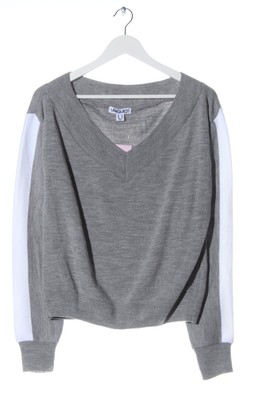 UNIQUE 21 Rundhalspullover Damen Pullover Gr. DE 36 hellgrau-weiß Casual-Look
