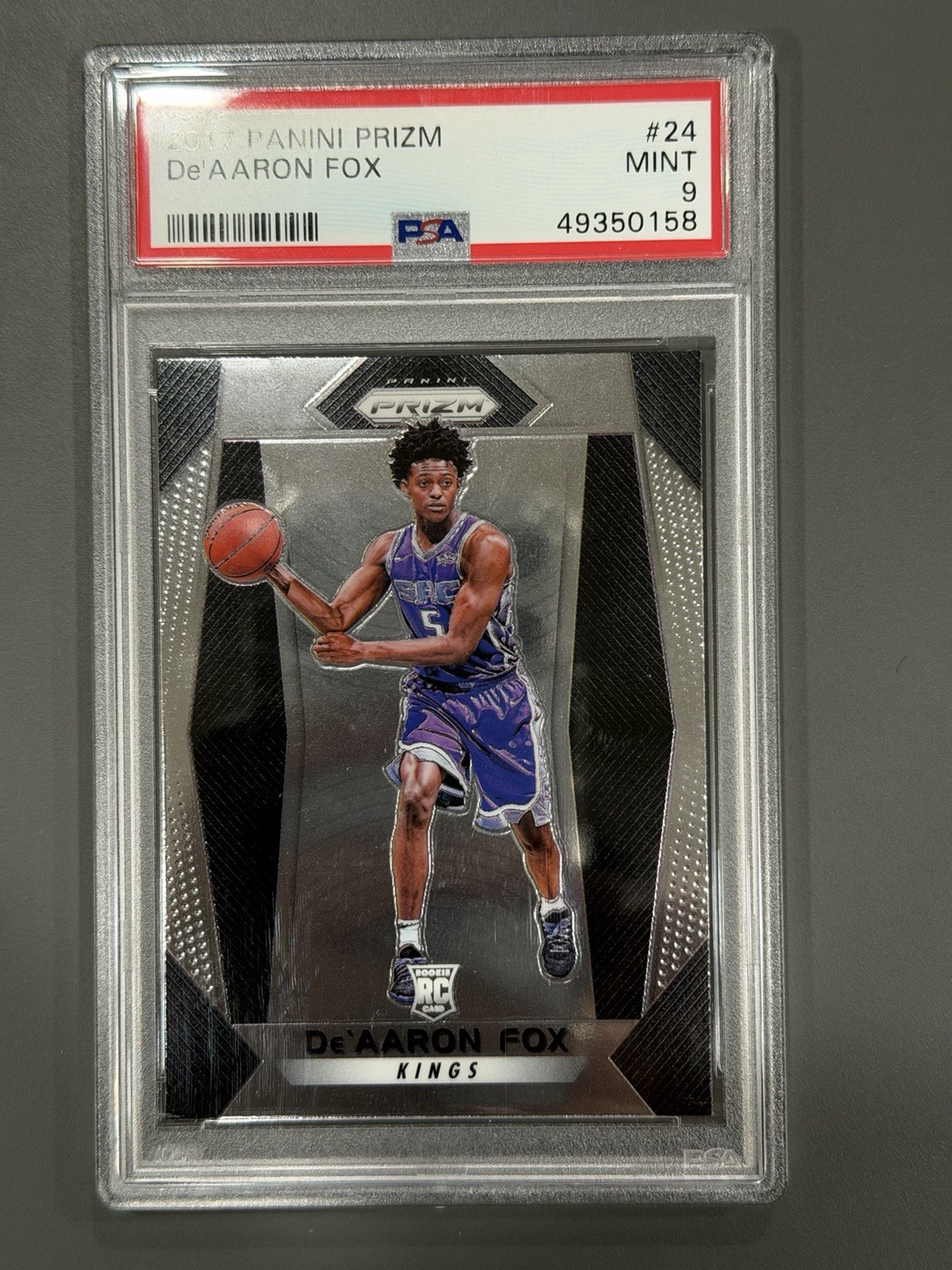 2017 PANINI PRIZM #24 DE'AARON FOX ROOKIE RC PSA 9
