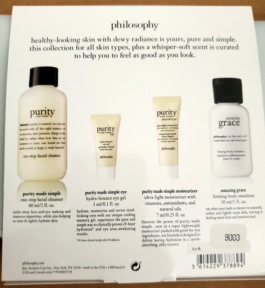 Philosophy Purity & Simple Cleanser, Eye Gel, Moisturizer 5 PCS Gift Set New - Image 2 of 4