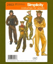 Adult Animal Costume Sewing Pattern ~ Men & Women (Sizes XS-XL) Simplicity 2853