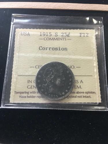 1915S   USA, ¢25 Cent, Barber Head Quarter Dollar, Corrosion